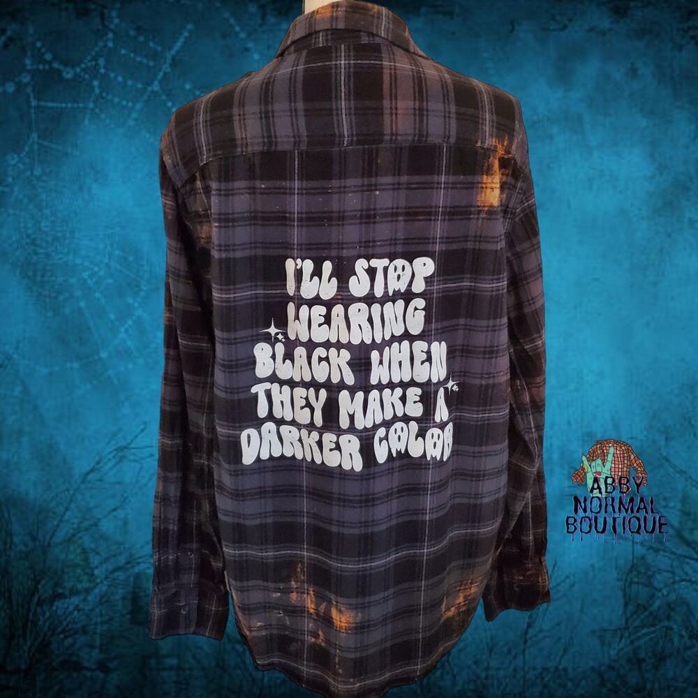Gothic Button-Up Flannel Shirt, Wearing Black and White Plaid Large